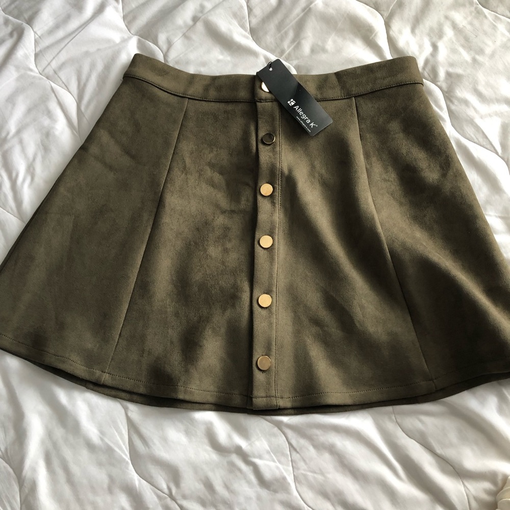 Suede army green skirt